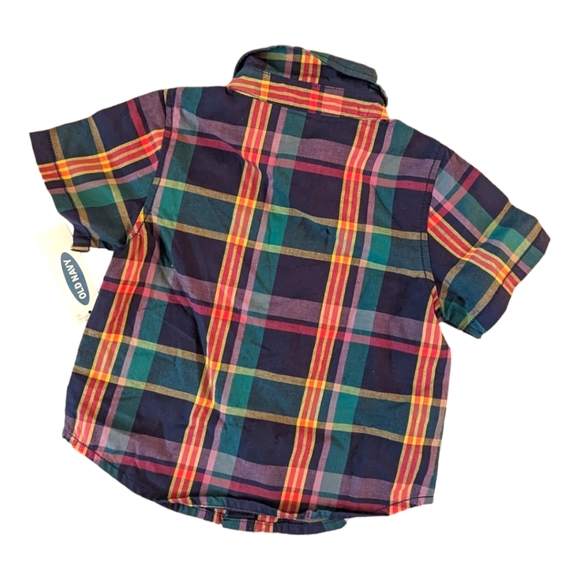 Old Navy Boys 3-6m Plaid Button Up Short Sleeve Shirt - Picture 3 of 5